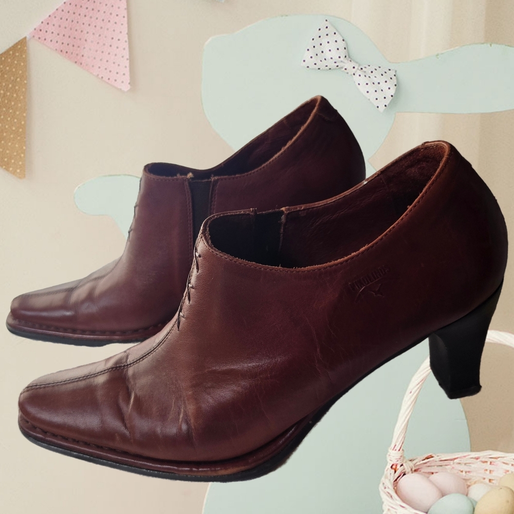 Pikolinos Brown‎ Leather Heeled Loafers Size 37 (US 6.5–7)
